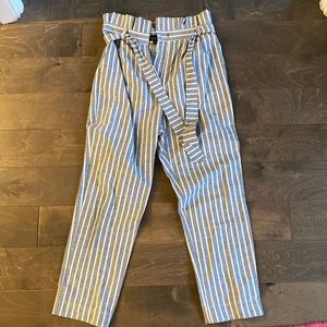 Stripe Paper Bag Waist Pants